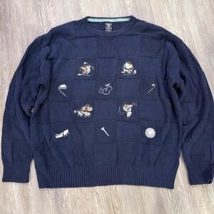 Warner Bros Studio Store Mens Large Vintage 90's Taz Golf Sweater